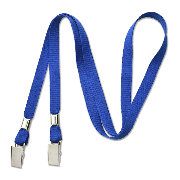 Open-ended, blank event-style lanyards feature two bulldog clips to keep ID... from ASI 79898 Promovision / PROMOVISION