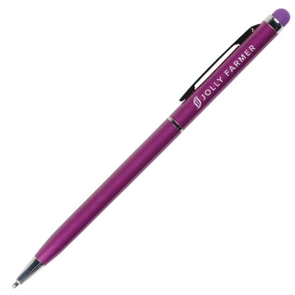 Slim aluminum twist-action pen and stylus with anodized finish.... from ASI 42920 Busrel Inc