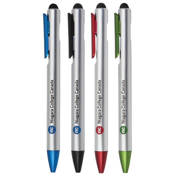 Plastic pen and stylus with silver barrel.... from ASI 42920 Busrel Inc