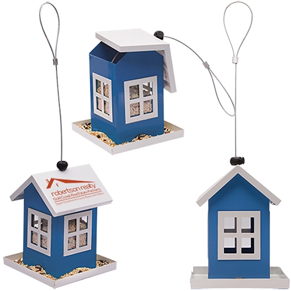 House shaped metal bird feeder that measures 5" x 5" x... from ASI 62190 Illini