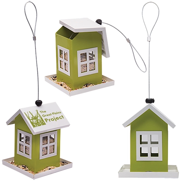 House shaped metal bird feeder that measures 5" x 5" x... from ASI 62190 Illini