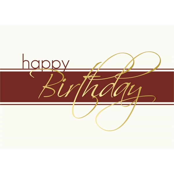 5" x 7" Gold/Burgundy Birthday Card, 50 pc minimum, gold foil... from ASI 95280 Warwick Publishing Co / Warwick