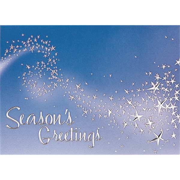 Magical Stars Holiday Greeting Card w/silver foil stars on uncoated white... from ASI 95280 Warwick Publishing Co / Warwick