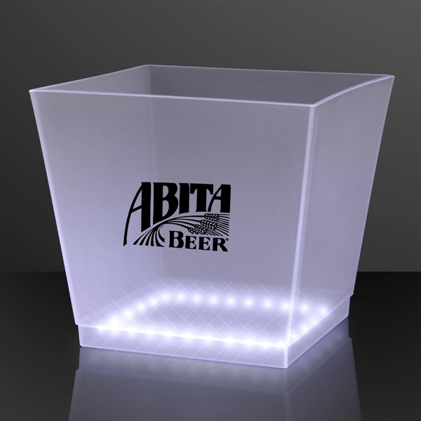 Blank or imprinted. White LED Bottle Service Ice Bucket, 9.75" wide... from ASI 34194 ALightPromos / Alight Promotional Products