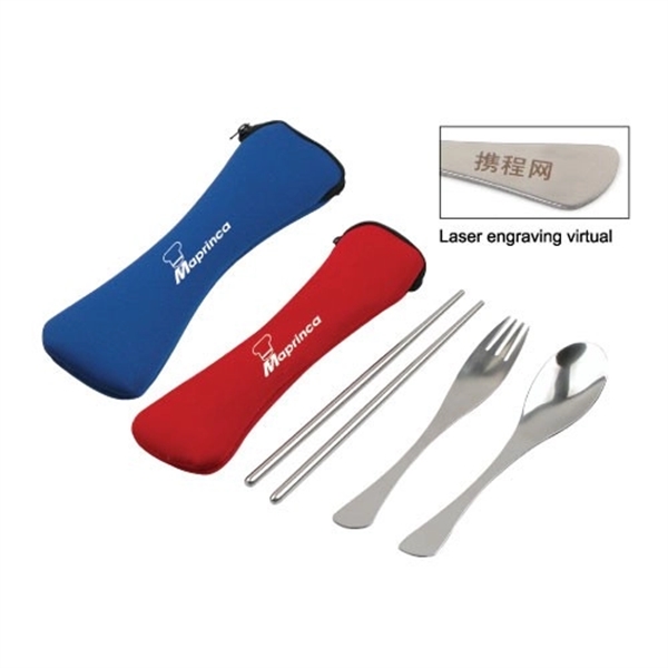 Stainless steel utensils in pouch... from ASI 98766 Yanlee Trading Co Ltd / Delite Promotional Products