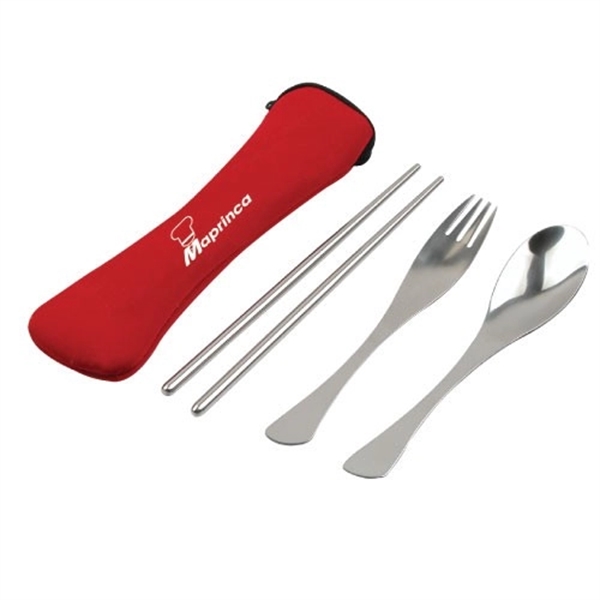 Stainless steel utensils in pouch... from ASI 98766 Yanlee Trading Co Ltd / Delite Promotional Products