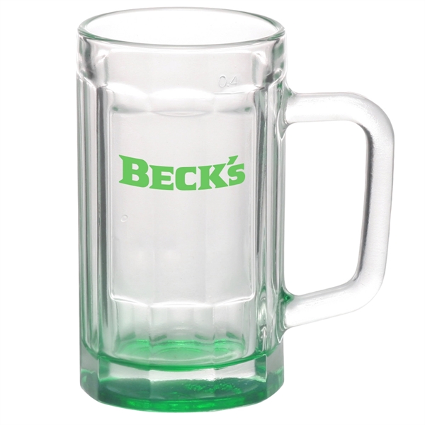 15 oz. beveled glass sports beer mug with center squared printing... from ASI 39552 BEL Promo