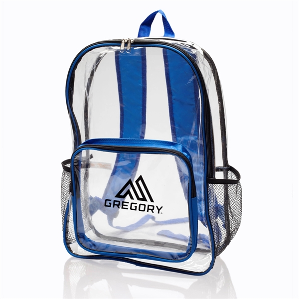 Clear plastic backpack with colored straps... from ASI 39552 BEL Promo