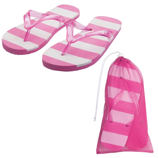 Customizable, adult-sized flip flops with several color choices and white stripes.... from ASI 62190 Illini