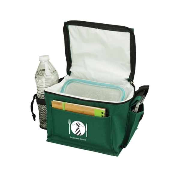 Insulated lunch bag with top zipper closure, adjustable strap, mesh bottle... from ASI 39552 BEL Promo