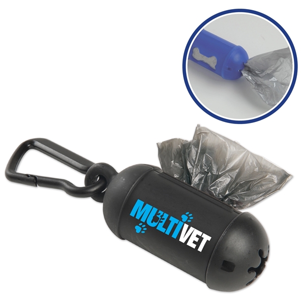Dog Waste Bag Dispenser with Bio-degradable dog poop bags and carabiner.... from ASI 52840 Evans Manufacturing