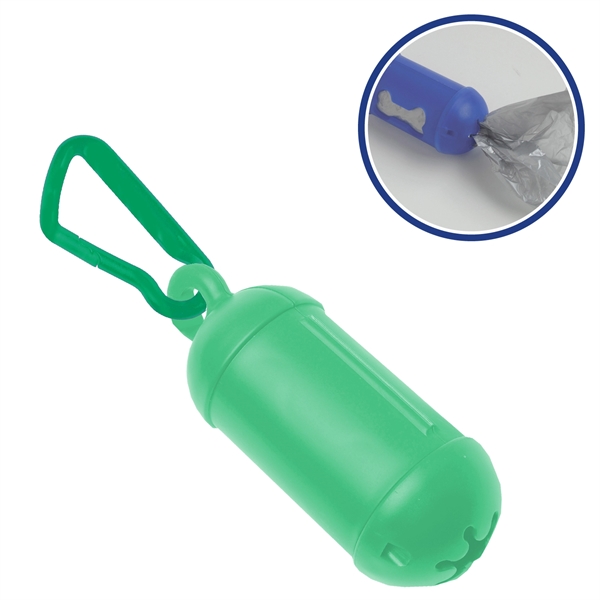 Dog Waste Bag Dispenser with Bio-degradable dog poop bags and carabiner.... from ASI 52840 Evans Manufacturing