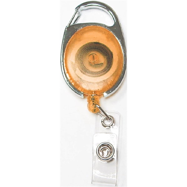 Oval shape retractable badge holder with carabiner clip... from ASI 74585 Nu Promo International / Nu Promo Line