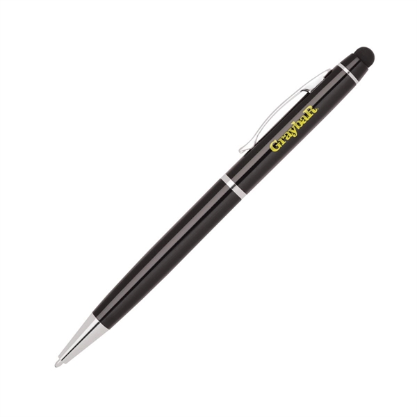 Aluminum twist-action ballpoint pen with a bold colored barrel, shiny silver... from ASI 68190 Lungsal / Lungsal