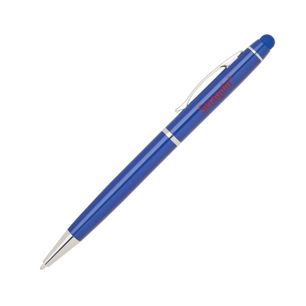 Aluminum twist-action ballpoint pen with a bold colored barrel, shiny silver... from ASI 68190 Lungsal / Lungsal