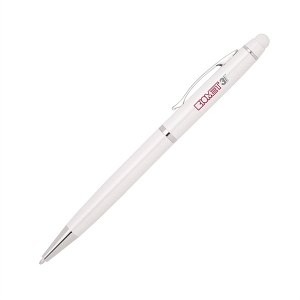 Aluminum twist-action ballpoint pen with a bold colored barrel, shiny silver... from ASI 68190 Lungsal / Lungsal