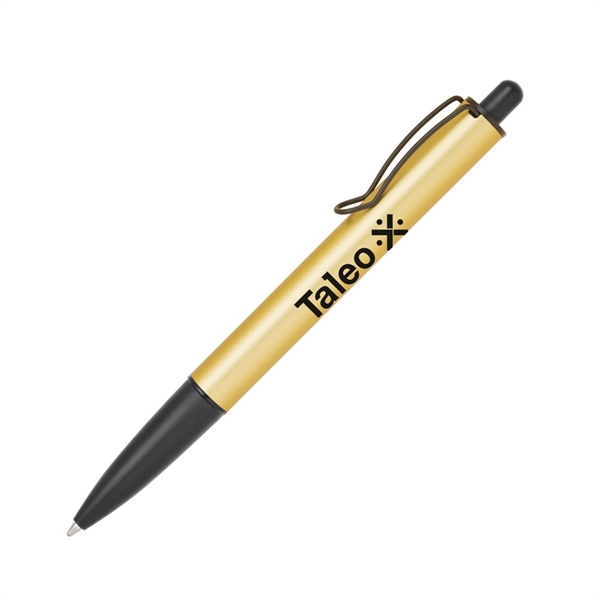 Brass ballpoint pen with click-action mechanism, metallic barrel and black grip,... from ASI 68190 Lungsal / Lungsal