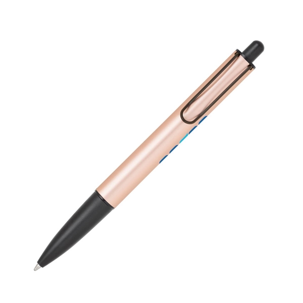 Brass ballpoint pen with click-action mechanism, metallic barrel and black grip,... from ASI 68190 Lungsal / Lungsal
