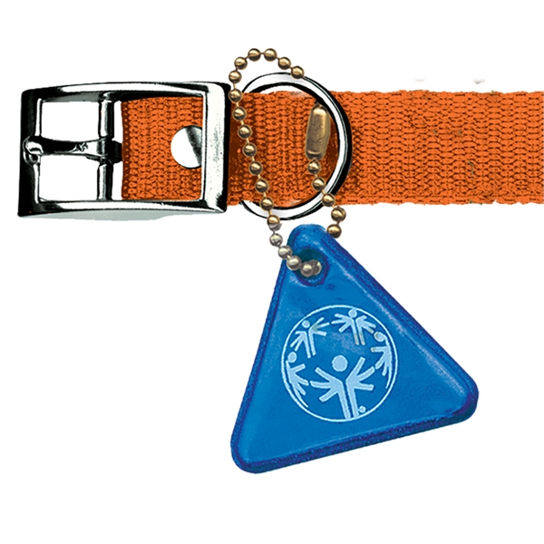 1 1/2" triangle tag that's reflective on both sides and clips... from ASI 54040 Fey Promo / Fey Reflectix® Mi Line by Fey