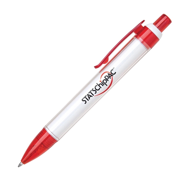 Plastic click-action pen with a clear wide barrel and full color... from ASI 68190 Lungsal / Lungsal