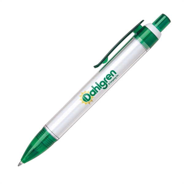 Plastic click-action pen with a clear wide barrel and full color... from ASI 68190 Lungsal / Lungsal