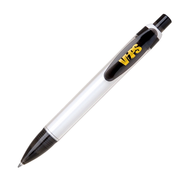 Plastic click-action pen with a clear wide barrel and full color... from ASI 68190 Lungsal / Lungsal