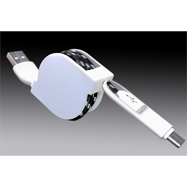 3-in-1 Retractable LED charging cable w/braided cable includes a Type C... from ASI 45450 CleggPromo