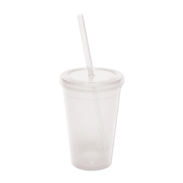 16 oz. BPA free travel tumbler with snap-on lid and straw.... from ASI 52840 Evans Manufacturing