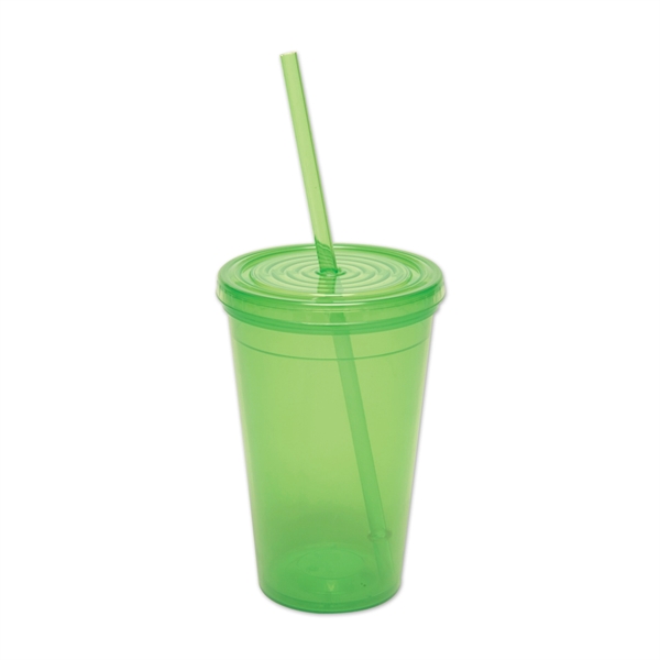 16 oz. BPA free travel tumbler with snap-on lid and straw.... from ASI 52840 Evans Manufacturing