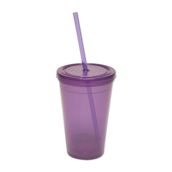 16 oz. BPA free travel tumbler with snap-on lid and straw.... from ASI 52840 Evans Manufacturing