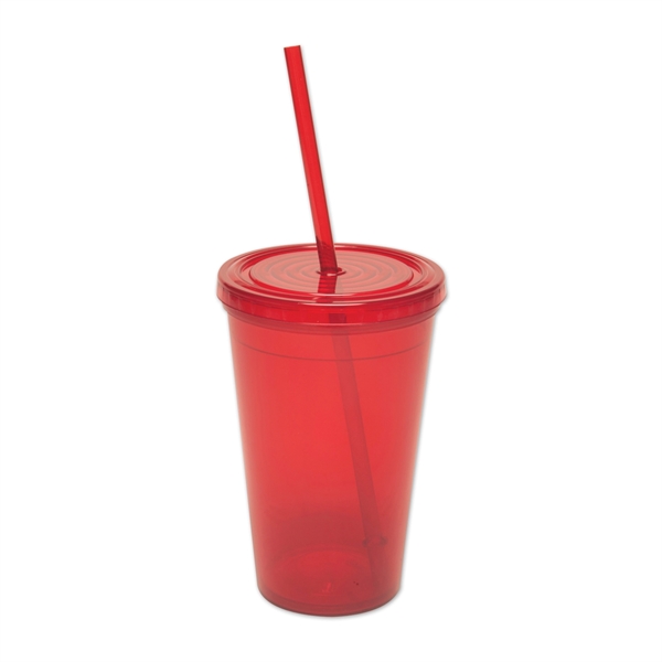 16 oz. BPA free travel tumbler with snap-on lid and straw.... from ASI 52840 Evans Manufacturing