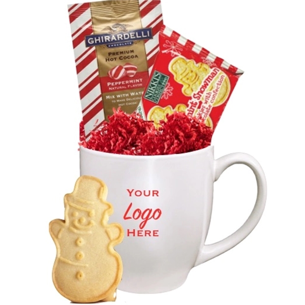 Holiday Gift Mug with Snowman Cookies and Cocoa wrapped and tied... from ASI 89971 Stuff A Mug