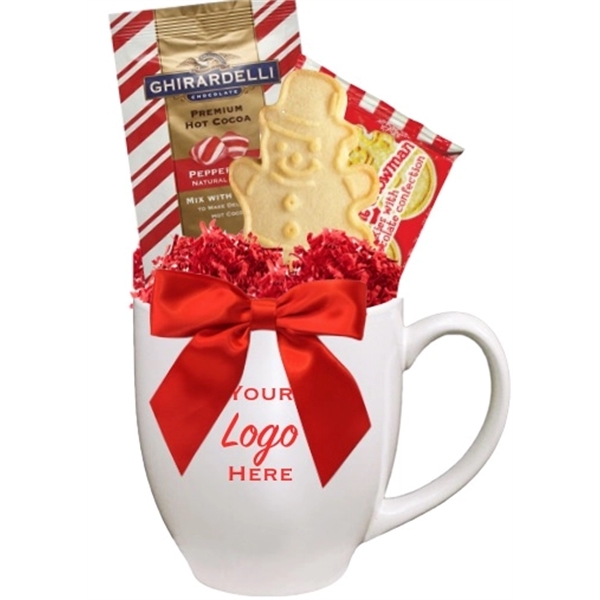 Holiday Gift Mug with Snowman Cookies and Cocoa wrapped and tied... from ASI 89971 Stuff A Mug