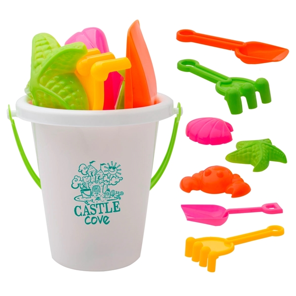 Customizable beach bucket with a collection of toys.... from ASI 62190 Illini