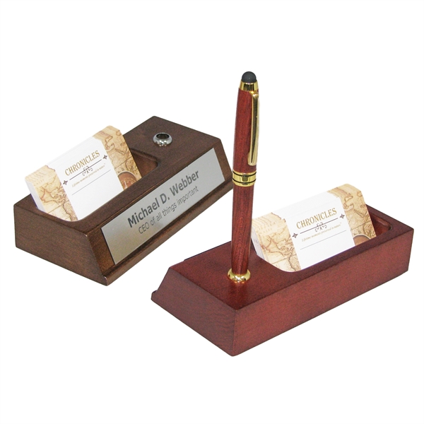 Name bar business card holder with pen and stand... from ASI 88156 Solid Dimensions Inc / Solid Dimensions Line