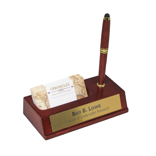 Name bar business card holder with pen and stand... from ASI 88156 Solid Dimensions Inc / Solid Dimensions Line
