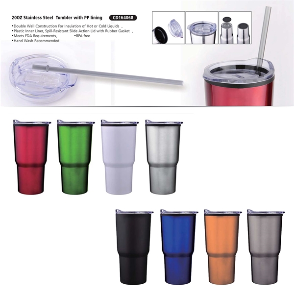 20 oz. Tempe stainless steel tumbler with push-on clear acrylic sip-through... from ASI 90859 Tempo Industries Inc / Tempoline