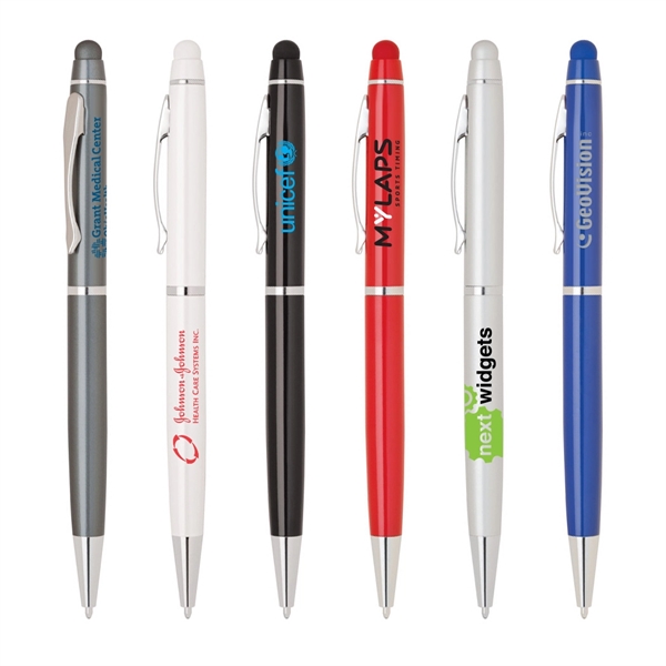 Metal Twist Pen with bold color barrel and stylus.... from ASI 31517 Admart Products / Admart Line