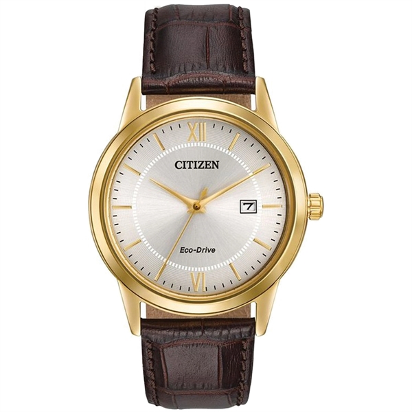 Keep it simple with the classic lines and rich leather strap... from ASI 61966 HPG / HPG Gold Beacon Premium Brands