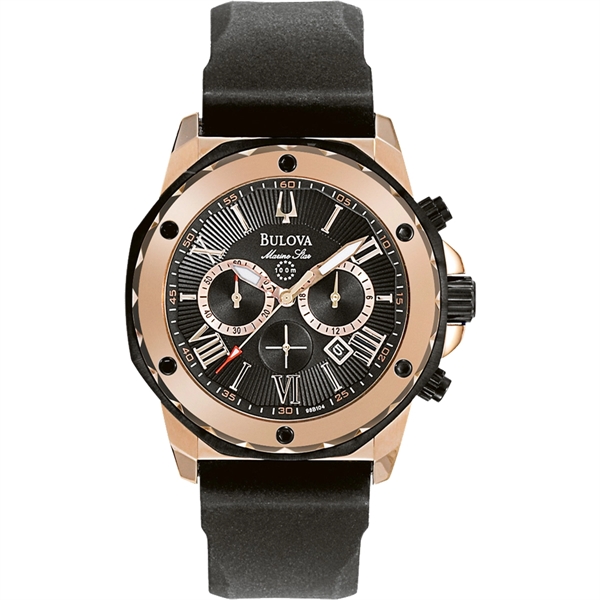 High-performance chronograph in stainless steel with black and rose-gold ion-plated finish,... from ASI 61966 HPG / HPG Gold Beacon Premium Brands
