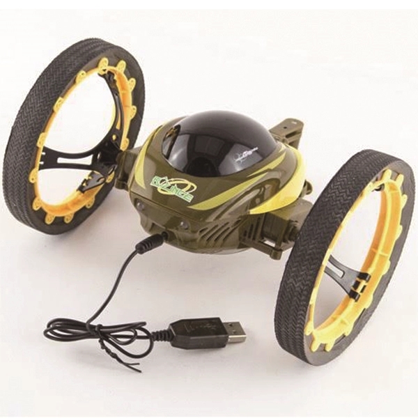 Radio controlled gyro two-wheel 4CH 2.4GHz jumping car; requires 4 AAA... from ASI 39820 Opusline (Benmex)