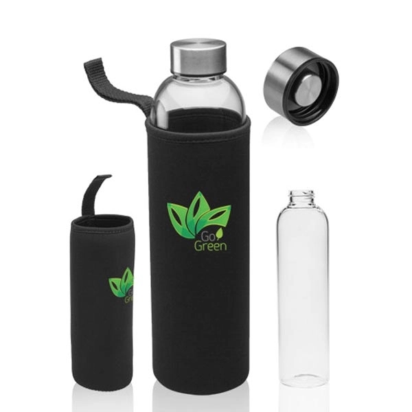 34 oz. BPA free glass water bottle with neoprene carrying pouch... from ASI 39552 BEL Promo