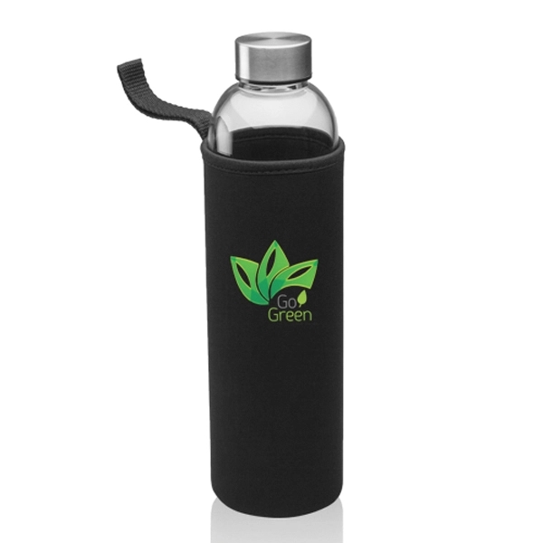 34 oz. BPA free glass water bottle with neoprene carrying pouch... from ASI 39552 BEL Promo