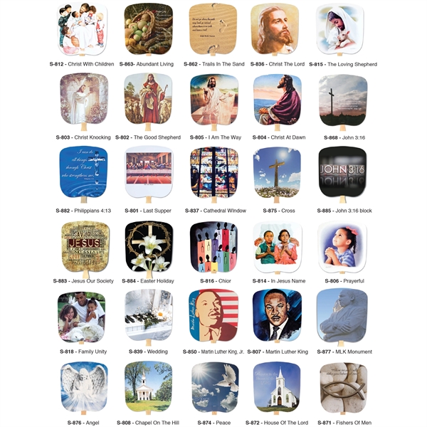 Religious/Inspirational stock hand fans available in multiple shapes.... from ASI 53408 Express-A-Button