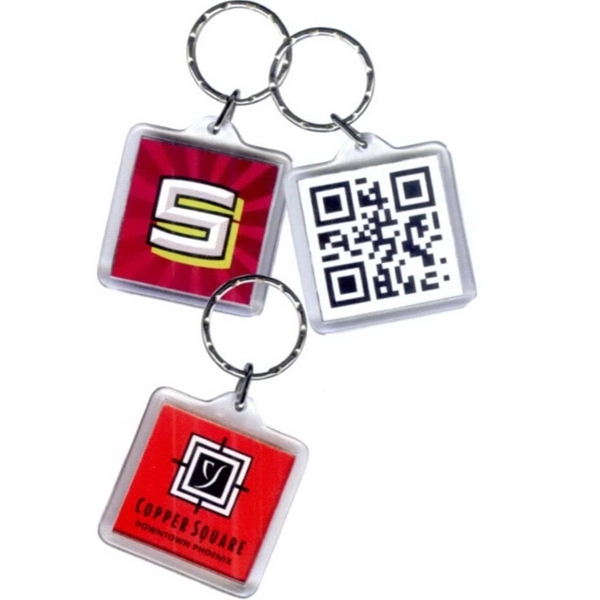 Crystal clear acrylic, 2 sided square key tag Made in the... from ASI 53408 Express-A-Button / Express-A-Button Samco