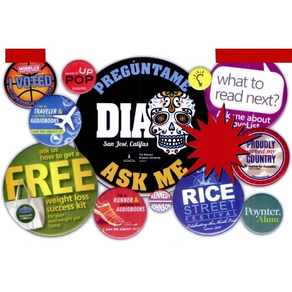 Round 4" - 2 pc button with standard safety pin back.... from ASI 53408 Express-A-Button / Express-A-Button Samco