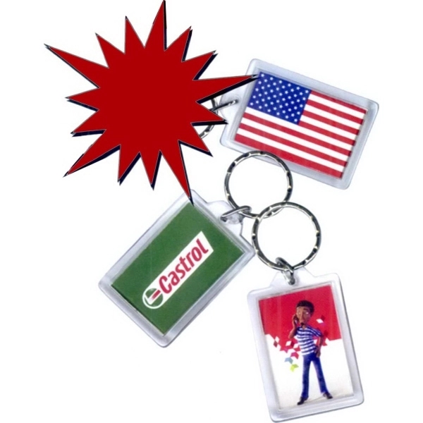 Crystal clear acrylic, 2 sided rectangle key tag; Made in the... from ASI 53408 Express-A-Button / Express-A-Button Samco