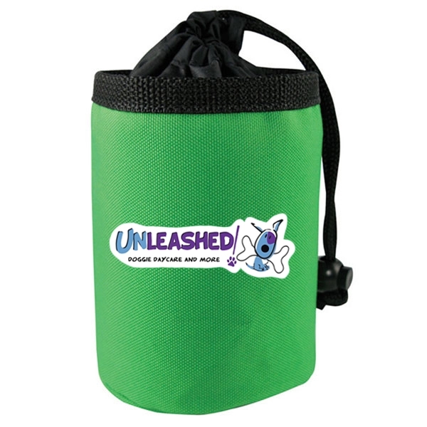 Polyester drawstring pet treat bag measuring 3.5" x 4.5" with a... from ASI 92980 WOV-IN® / Promopet