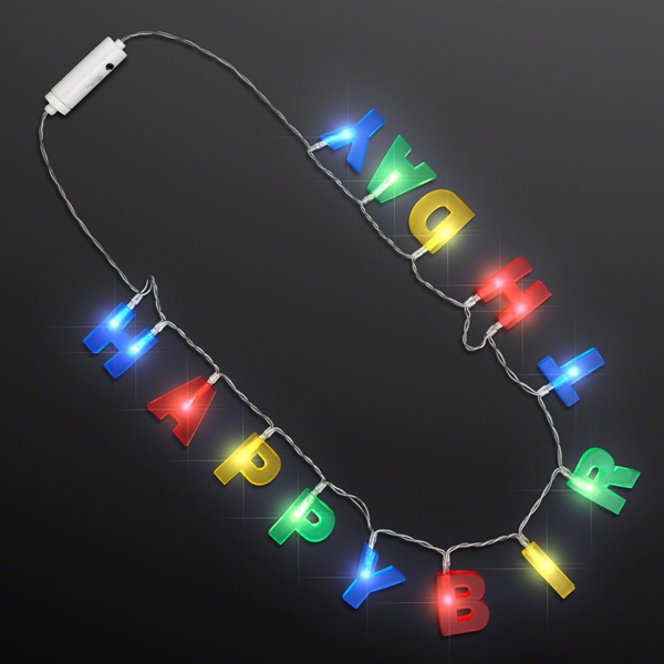 LED Happy Birthday Necklace With Light Words, Blank Stock... from ASI 34194 ALightPromos / Alight Promotional Products