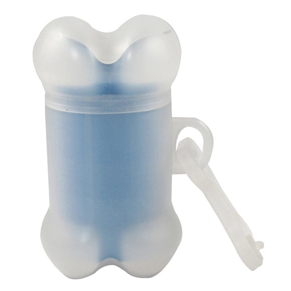 Clear bone shaped pet trash bag dispenser with 20 poly bags... from ASI 92980 WOV-IN® / Promopet